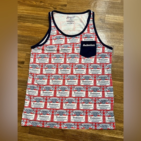Budweiser sleeveless muscle shirt tank top front pocket men’s medium EUC - Picture 1 of 5